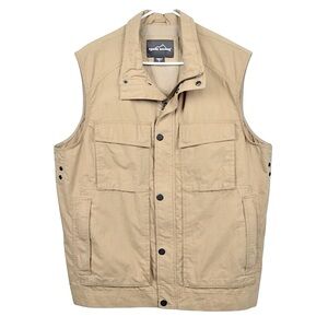 Eddie Bauer Travex Full Zip Snap Khaki Outdoor Vest Large
